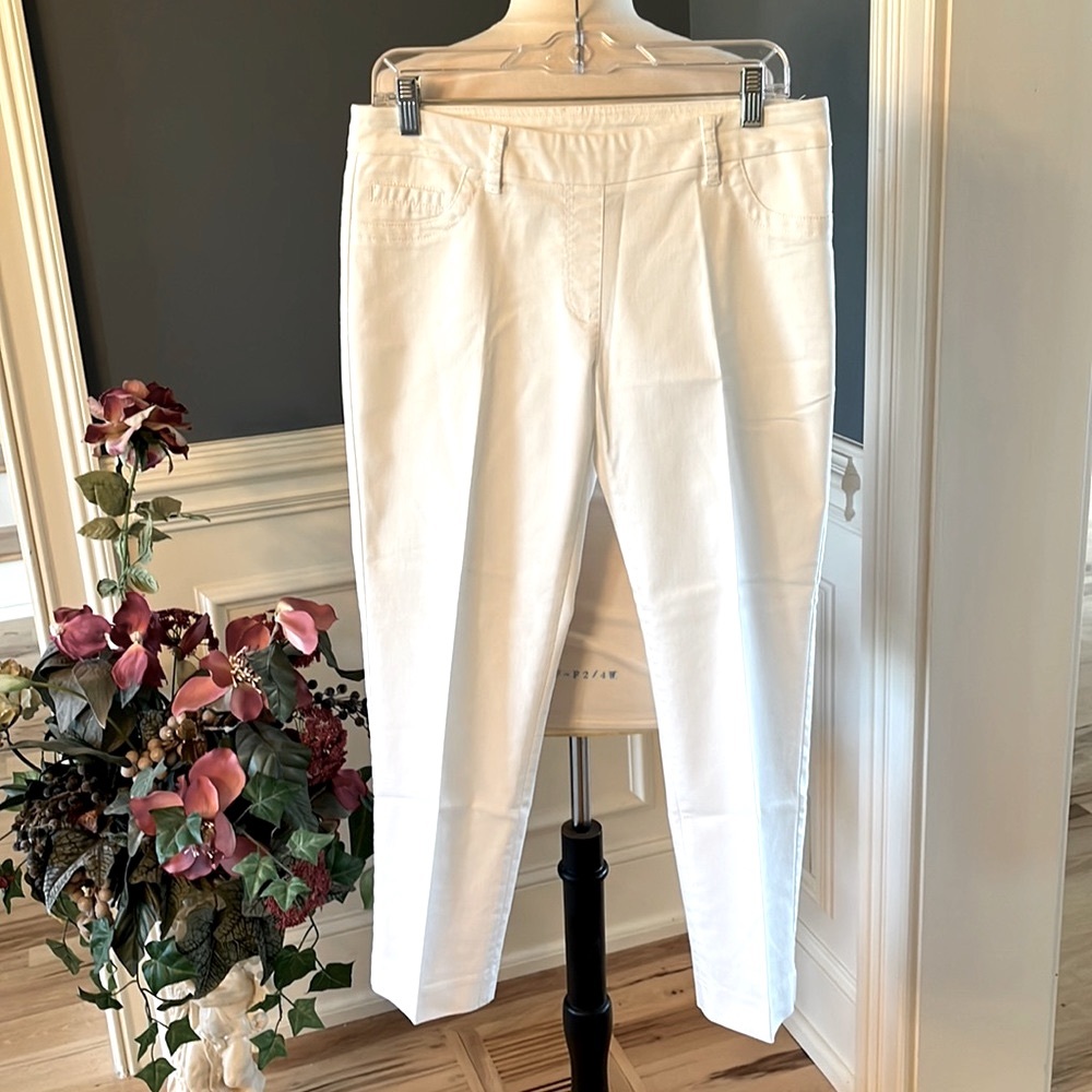 White Cotton Dress Pants Cotton Chino Womens 8P New Directions Pull On